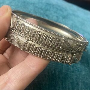 Silver Textured Bangle Bracelet